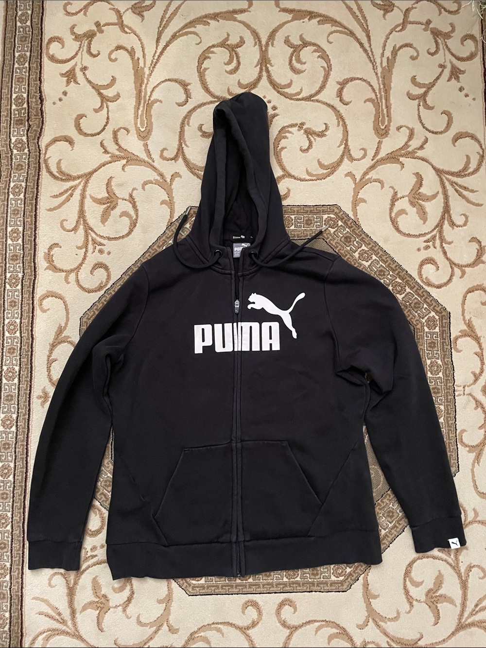Puma Black Hoodie with White Logo Tag